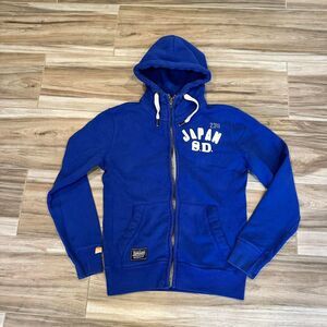 Y2K Superdry Men's Blue zip up Hoodie